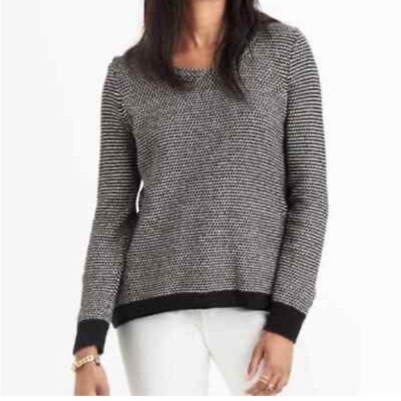 Madewell Riverside Pullover Sweater Black/white in dot weave size M - Picture 1 of 8